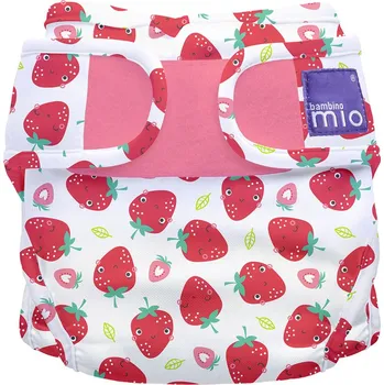 Plenkové kalhoty Bambino Mio Bambino Mio Miosoft plenkové kalhotky Strawberry Cream 3-9kg" "Barva:Bílé/červené|Druh:látkové|Hmotnost dítěte:3 - 9 kg|Materiál:PUL|Typ:svrchní kalhotky|Vzor:Strawberry Cream|Zapínání:na suchý zip|