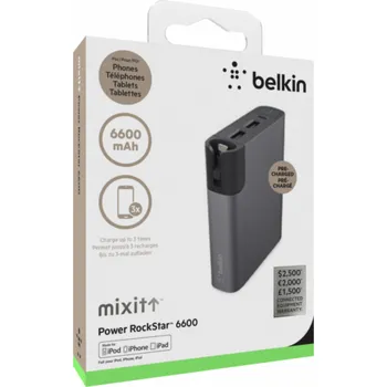 Powerbanka Belkin MIXIT RockStar Power Pack seda 6600 mAh Light./Micro-Kabel