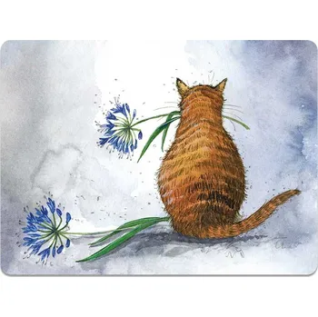 prostírání Korkové prostírání Cat and Agapanthus - Alex Clark, 29 x 21,5 cm (Prostírání s kočkou, kočka)