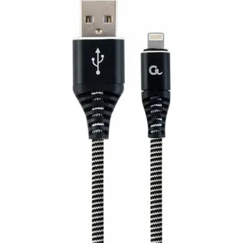 Kabel do PC Gembird kábel nabíjací Lightning 8-pin (M) na USB 2.0 (M), prémiový, opletený, 2 m, čierny