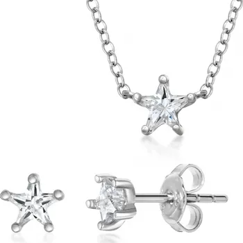 Souprava šperků SOFIA stříbrný set náhrdelník a náušnice IS028CT117+IS028OR427