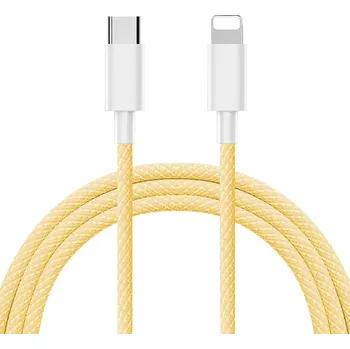Opletený kabel USB-C - LIGHTNING iPhone/iPad/iMac 1m barevný Barva: Žlutá