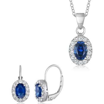 Souprava šperků SOFIA stříbrný set náušnice, přívěsek a řetízek COEZB97079+COPZB97114