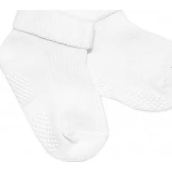 Ponožky kojenecké bavlna protiskluzové - ŘÁDKOVÉ bílé - 0-12měs.