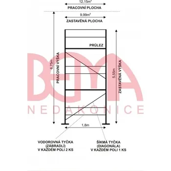 Lešení Comipont Kostka lešení 12,15 m² NOVÁ - s průlezovou podlážkou