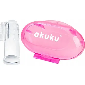 Zubní kartáček Zubní kartáček pro miminka, silikonový s pouzdrem - růžový, Akuku