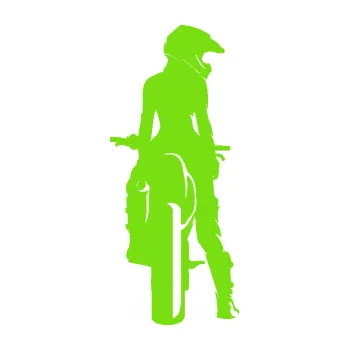 Samolepící dekorace Motorkářka 002 pravá (04 - zelená kawasaki) SAMOLEPKA NA AUTO, NÁLEPKA, FÓLIE, POLEP, TUNING, VLASTNÍ TEXT, TISK, AUTOSAMOLEPKY.cz, POLEPY, OBRÁZEK, LOGO, 3D STICKERS