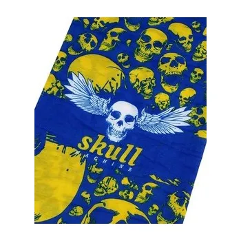 Šátek Šátek multifunkční modro-žlutý s lebkami