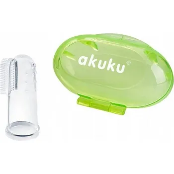 Zubní kartáček Zubní kartáček pro miminka, silikonový s pouzdrem - zelený, Akuku
