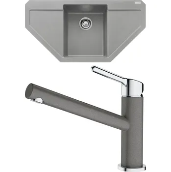 Granitový dřez Set Franke G201 (dřez MRG 612 E Šedý kámen + baterie FC 3054.084 ORBIT Chrom/Šedý kámen) 114.0650.670