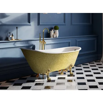 Vana HOPA Volně stojící vana OLAYA Glam - zlatá + Barva - GLAM 01 - zlatá, Nožičky k vaně - Černé, Rozměr vany - 160 × 68 cm, VANOLA160BG1