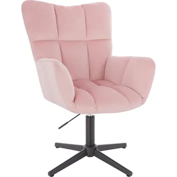 Otočné křeslo Alta velur na černém kříži - pudrově růžová