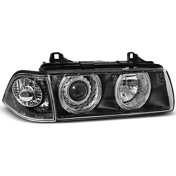 Přední světlomet TUNING-TEC Přední světla BMW E36 91-98 Angel Eyes - sedan, compact, touring - dělené, černé
