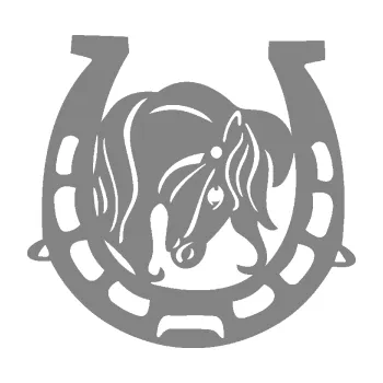 Samolepící dekorace Koňská podkova 004 pravá s koníkem (17 - šedá) SAMOLEPKA NA AUTO, NÁLEPKA, FÓLIE, POLEP, TUNING, VLASTNÍ TEXT, TISK, AUTOSAMOLEPKY.cz, POLEPY, OBRÁZEK, LOGO, 3D STICKERS