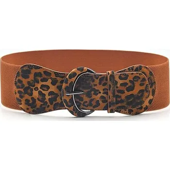 Opasek Dámský strečový široký pásek Kroko Hnědý leopard Lifestyle 97k-cube