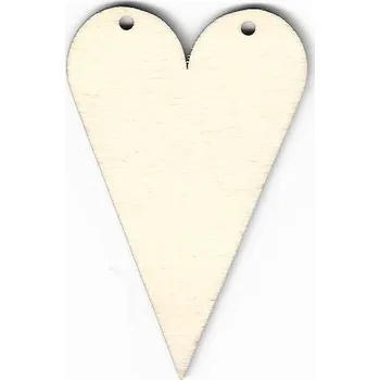 Dřevěné výřezy, srdíčko, STŘEDNÍ, cca 4.5 x 7.5 cm, 1ks