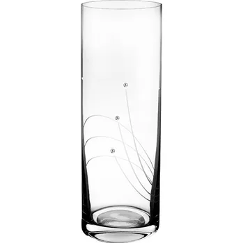 Váza Bohemia Crystal Skleněná váza válec paprsky - 300 mm Swarovski, Preciosa