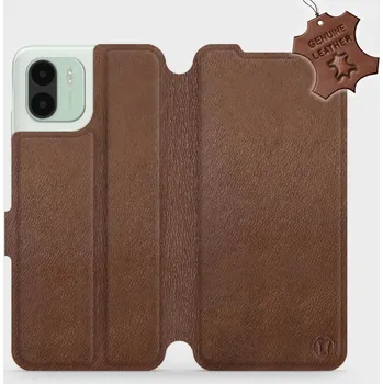Pouzdro na mobilní telefon Kožené flip pouzdro Mobiwear - Xiaomi Redmi A2 - Hnědé (Kožené knížkové pouzdro, obal, kryt na mobil Xiaomi Redmi A2, Hnědé, materiál Genuine Leather, ochrana 360°, stojánek, silikonová vanička, magnetické zavírání)