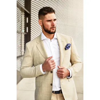 Pánský oblek Pánský oblek Barva: Béžová, Velikost: 26, Střih: SLIM FIT