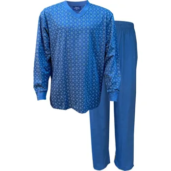 n-feel Pánské bavlněné pyžamo s dlouhým rukávem - HFV01 Barva: Modrá, Velikost: XXL