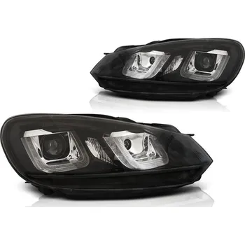 Přední světlomet TUNING-TEC Přední světla VW Golf VI 08-12 U-TYPE černá/černá LINE DRL
