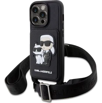 Pouzdro na mobilní telefon Karl Lagerfeld Saffiano Crossbody Karl and Choupette pro Apple iPhone 14 Pro černé