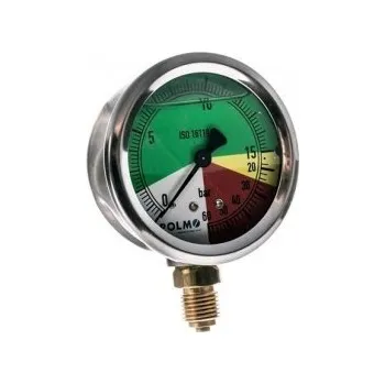 Postřikovač Glycerinový Manometr 63 mm 0-15/60 bar Závit 1/4" Spodní připojení Kyselinovzdorné pouzdro Postřikovač, Polmo výrobek MZR 49050