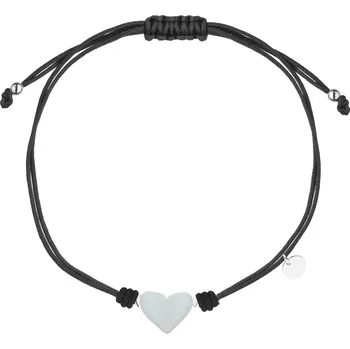 Náramek NUBIS® Černý náramek se stříbrným srdíčkem - IT0019-K