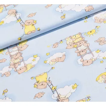 Bavlněné dětské plátno 9044/02 medvídek/modré 1,5/1 m