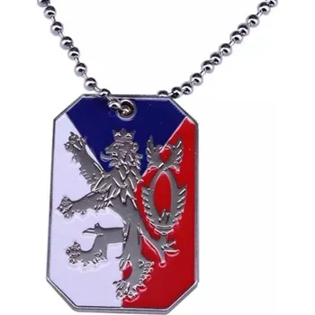 psí známka Přívěšek, náhrdelník, psí známka na krk - česká vlajka se lvem