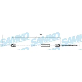 Lanko parkovací brzdy Tažné lanko, parkovací brzda SAMKO C0611B