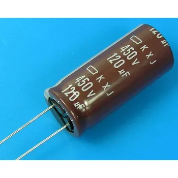 Kondenzátor 120uF/450V - 105°C Nippon KXJ kondenzátor elektrolytický low ESR, long life, high ripple current