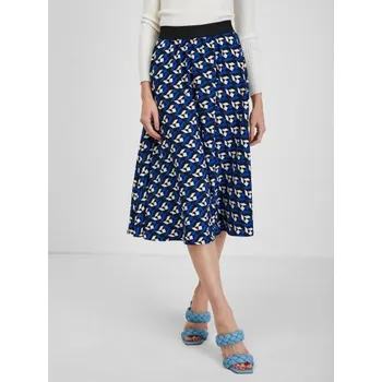 Dámská sukně Modrá dámská plisovaná vzorovaná sukně