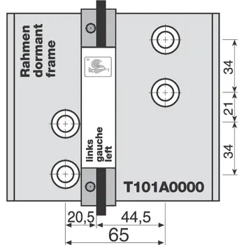 Vchodové dveře Šablona pro vrtání 65 mm +2x kolíček, 6x vymezovací díl