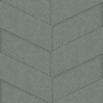 Tapeta Origin Šedozelená vliesová tapeta, parketový vzor kůže 347791, Luxury Skins, Origin, velikost 0,53 x 10,05 m