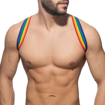 Pánské erotické prádlo Harness Addicted AD1181 Rainbow Spider bílý M–L, elastický postroj pro muže