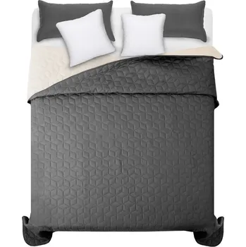 Přehoz na lůžko Kvalitní tmavě šedé přehozy na dvoulůžko s kosočtvercovým vzorem 200 x 220 cm