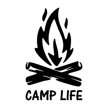 Samolepící dekorace SAMOLEPKA Camp life 001 kempování (01 - černá) NA AUTO, NÁLEPKA, FÓLIE, POLEP, TUNING, VLASTNÍ TEXT, TISK, AUTOSAMOLEPKY.cz, POLEPY, OBRÁZEK, LOGO, SAMOLEPKY
