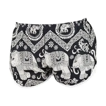Dámské kraťasy Kraťasy DAO, černé, sloni, ornamenty