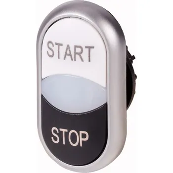Elektrická zásuvka Eaton M22-DDL-WS-GB1/GB0 Dvojité tlačítko, bílá čočka, START/STOP bílá/černá
