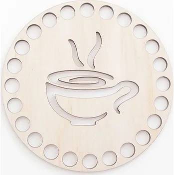 Dřevěné víko kruh, 12 cm, vzor 18 - šálek