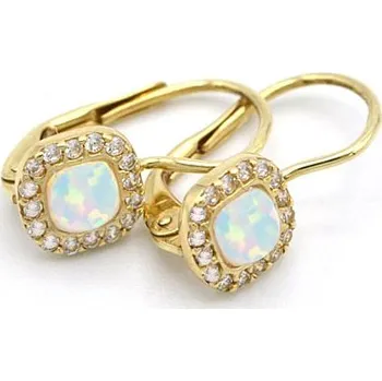 Náušnice B&B Goldinvestic Zlaté náušnice s opálem a zirkony 1,97g Žluté