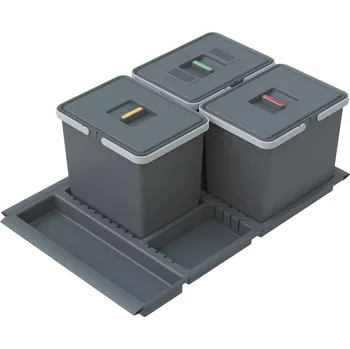 Odpadkový koš Elletipi Vestavný odpadkový koš Elletipi METROPOLIS - výsuvný, 15+15+15 L, PTC28 08050 7F, PTC28 08050 7F C97 PPV