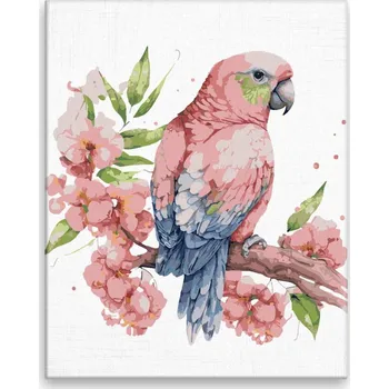 Malování podle čísel - Papoušek na stromě - 40x50 cm, bez dřevěného rámu - CZ výroba