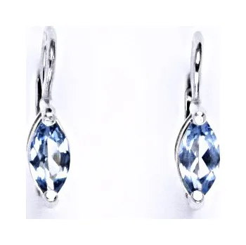 Náušnice Stříbrné náušnice markíza , akvamarin - NK1364 (Stříbrné náušnice s akvamarinem 9x4,5 mm)