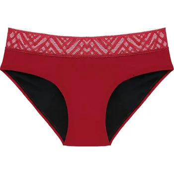 Kalhotky Dámské menstruační 4-vrstvé kalhotky s krajkou - vel. S - 4XL Barva: Červená, Velikost: XXL