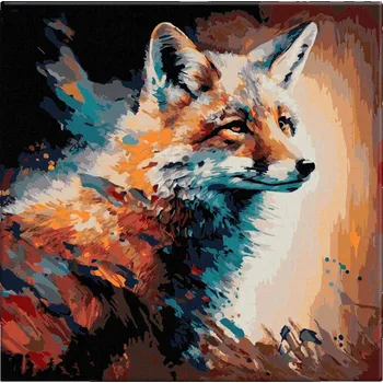 Malování podle čísel - Liška v barvách 5 - 40x40 cm, bez dřevěného rámu - CZ výroba