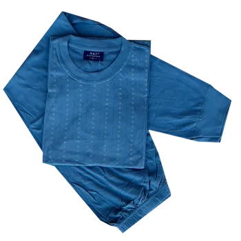 n-feel Pánské bavlněné pyžamo s dlouhým rukávem - HFO01 Barva: Modrá, Velikost: M