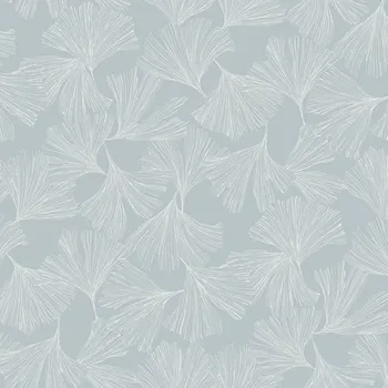 Tapeta York Modrá vliesová tapeta na zeď, bílé listy ginkga DD3743, Dazzling Dimensions 2, York, velikost 0,685 x 8,2 m