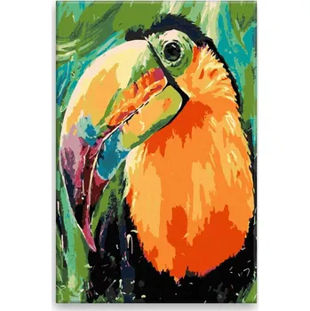 Dětské zboží Malování podle čísel - Malovaný tukan - 40x60 cm, plátno vypnuté na rám - CZ výroba